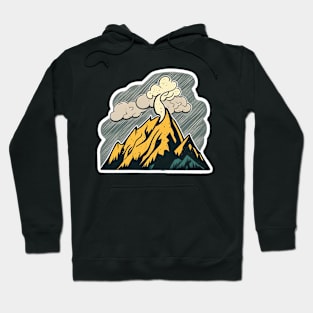 Yellow Smokey Peaks Mountain Sticker Hoodie